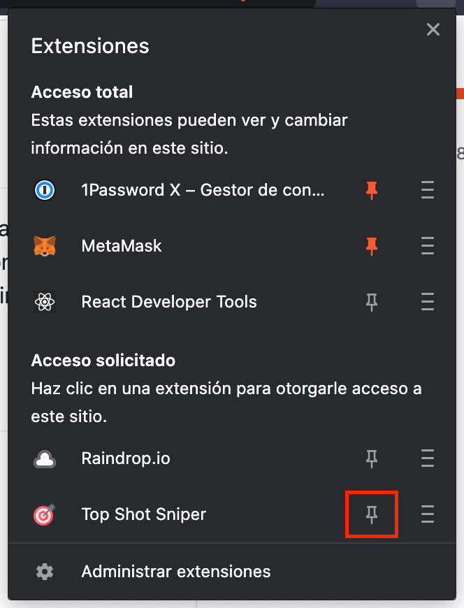 agregar extension al menu